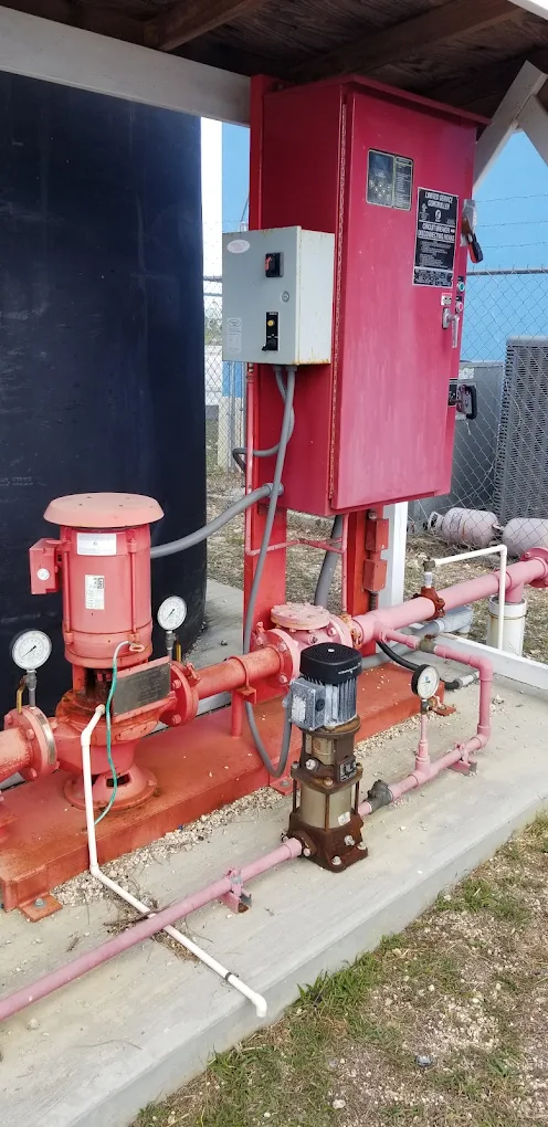 Three-phase industrial pump control installation